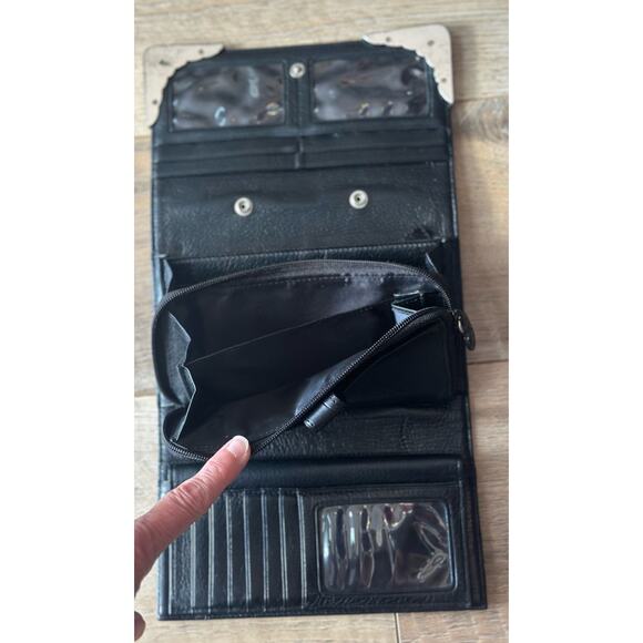 Brighton Black Crocodile embossed Wallet Clutch Vintage - Picture 5 of 13